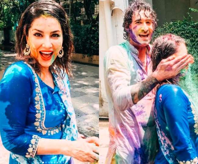 Sunny Leone ने पति संग लिपलॉक करते हुए मनाया रंगों का त्योहार, सोशल मीडिया पर वायरल हुईं ये तस्वीरें