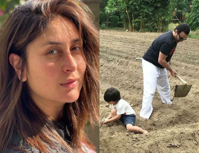 Kareena Kapoor Khan ने शेयर की बेटे तैमूर अली ख़ान की फोटो, डैड सैफ़ के साथ खेत में कर रहे काम