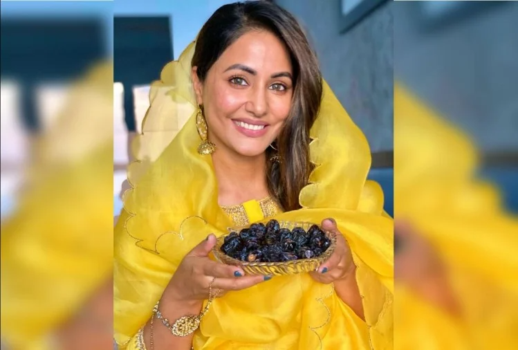 पीले सूट में बेहद खूबसूरत दिखीं हिना खान, खजूर नोश फरमाते हुए फैंस को कहा ‘रमजान मुबारक’